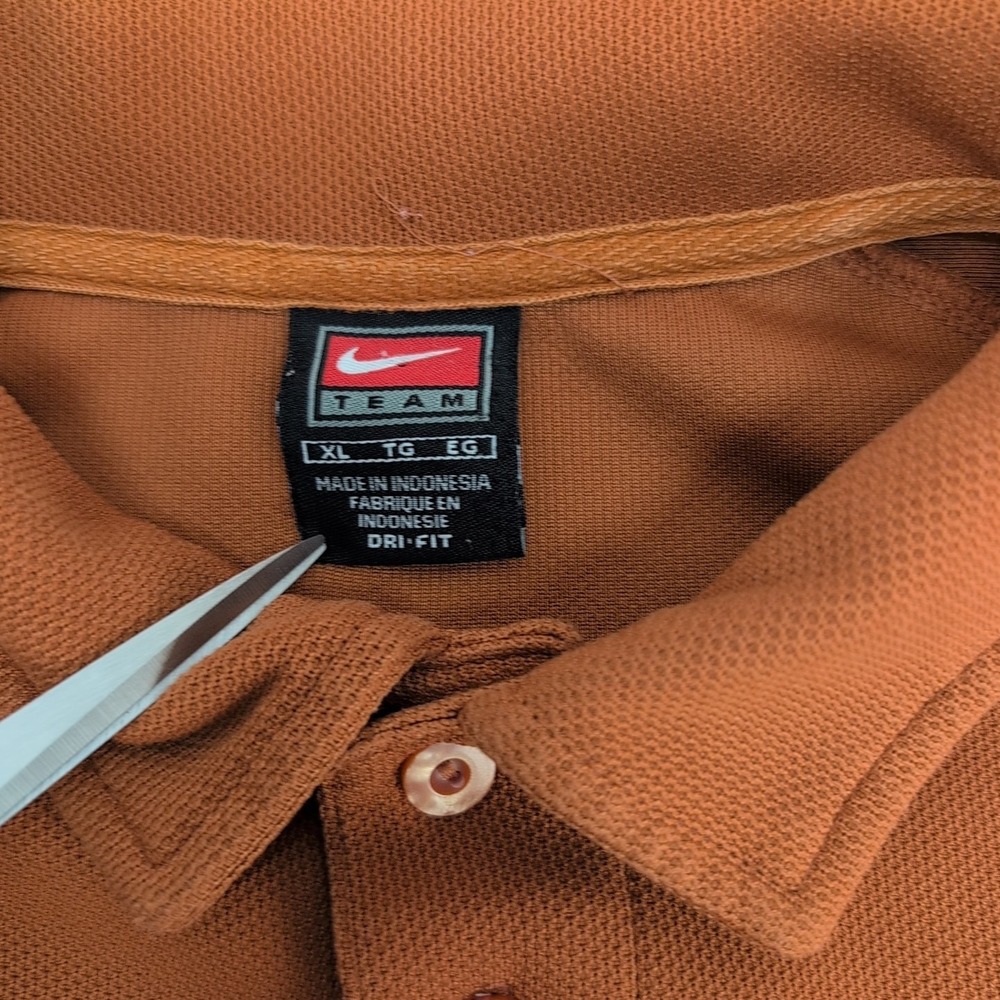Vintage Nike Dri-Fit UT Texas Longhorns Polo Shirt Mens Large Orange - Picture 2 of 12